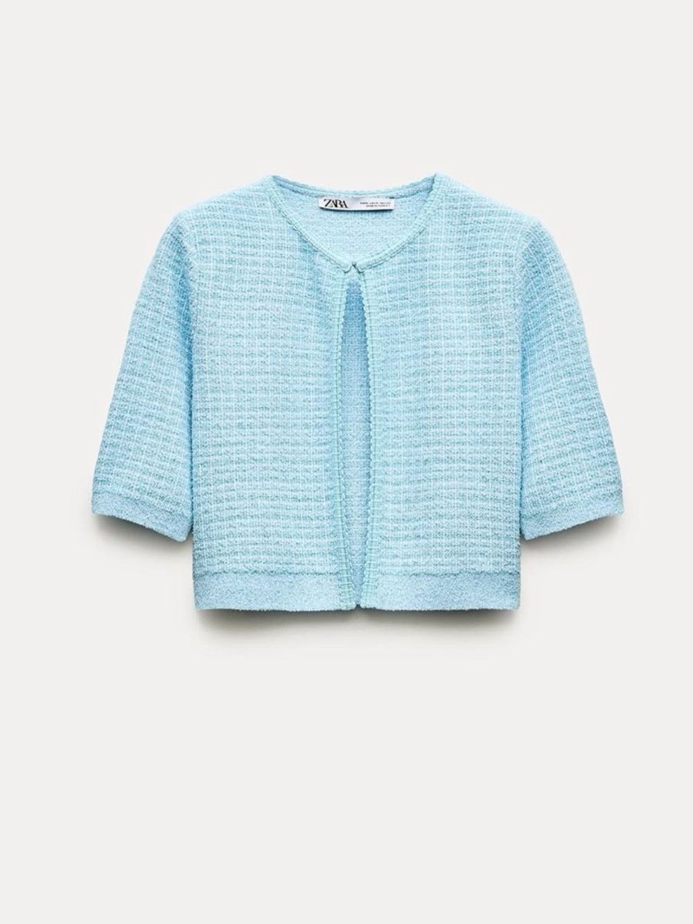NWT Zara light blue Cropped Knit Cardigan Sz Small